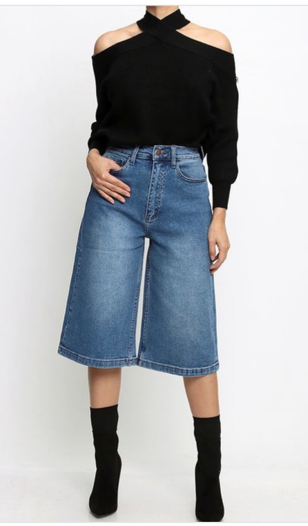 Black Cold Shoulder Knit Top