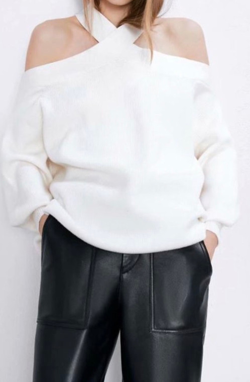 White Cold Shoulder Top