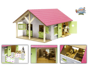 Kids Globe 1:24 Scale Pink Horse Stable (0168)