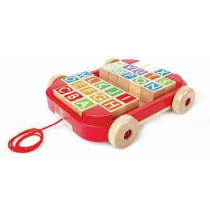 Wooden Pull-Along Cart with Stacking Blocks (E0487)