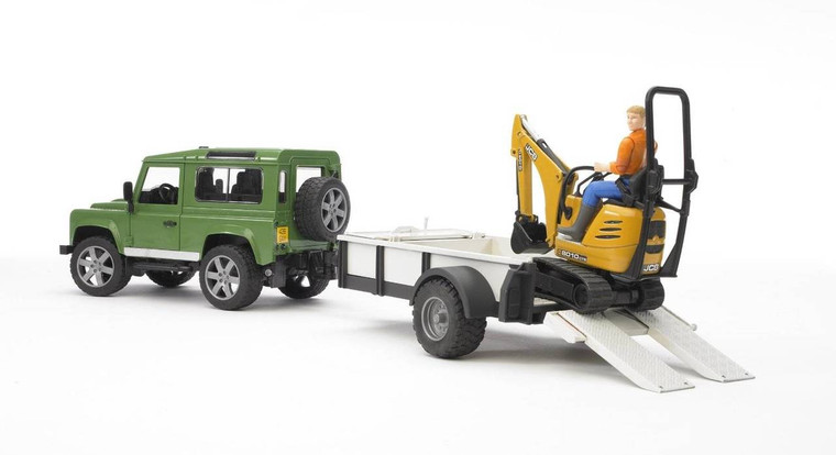 Bruder Land Rover Defender with JCB Micro Digger, Trailer & Driver (2593)
