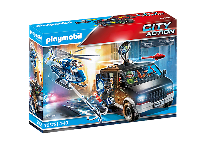 Playmobil Helicopter Pursuit with Runaway Van (70575)