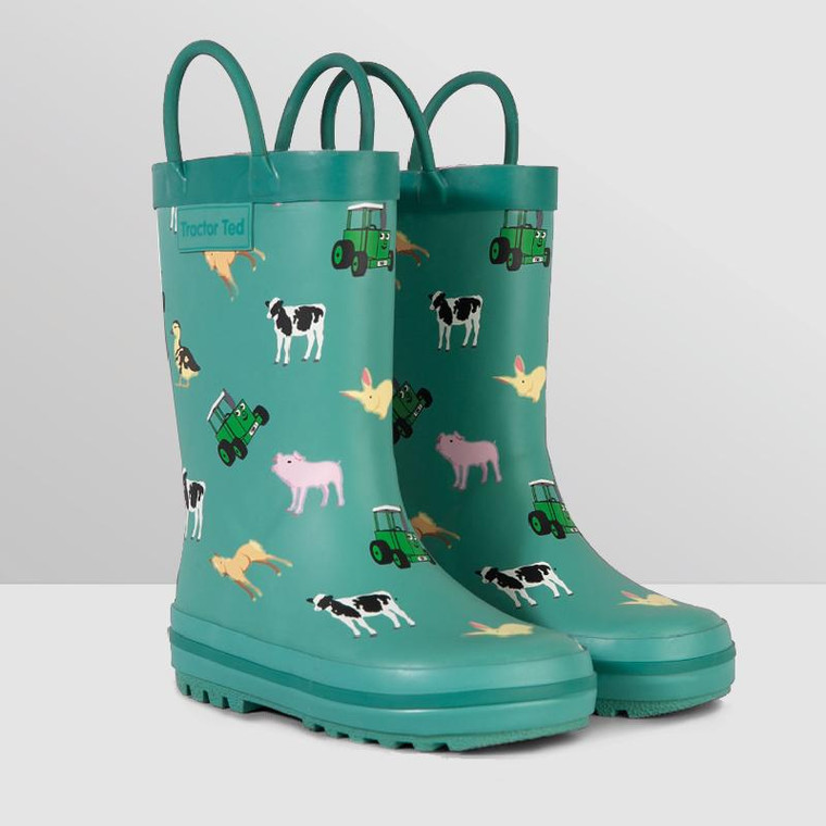 Tractor Ted Children's Welly Boot, Baby Animals, Green