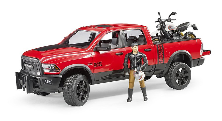 Bruder RAM 2500 Power Wagon with Ducati Desert Sled and Driver (02502)