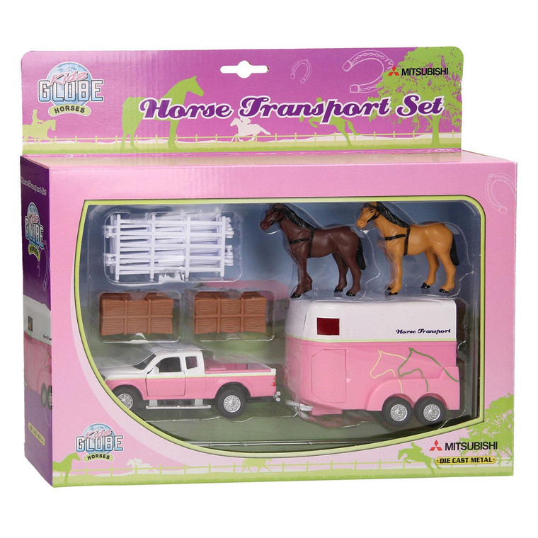 Kids Globe Horse Transport Mitsubishi Pick-up and Trailer Set (0205)