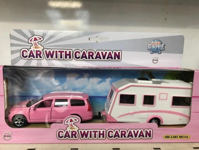Kids Globe Pink Volvo V70 Car with Caravan Set (0194)