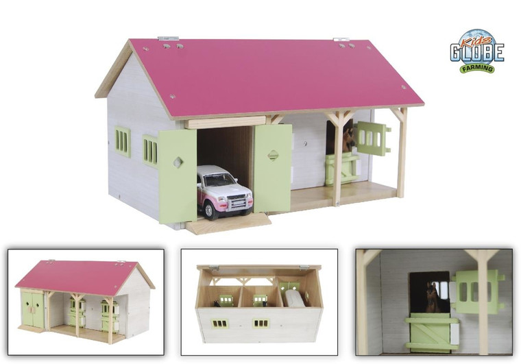 Kids Globe Pink Horse Stable with 2 Stalls (0245)