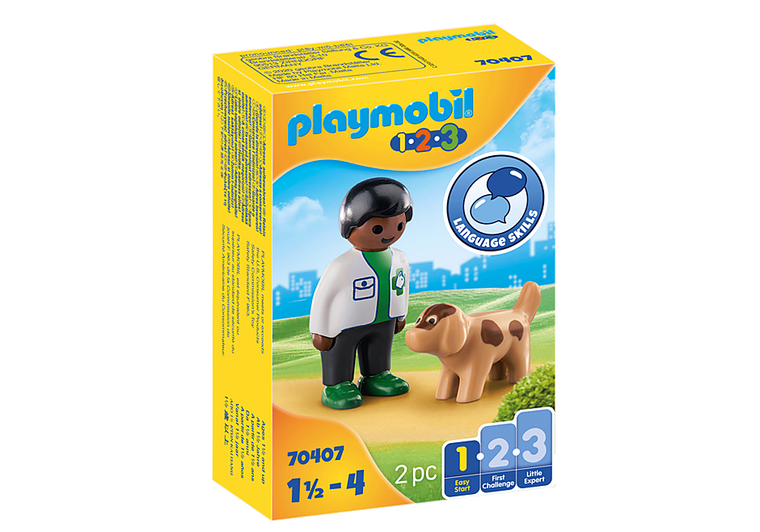 Playmobil 1.2.3 Vet With Dog (70407)