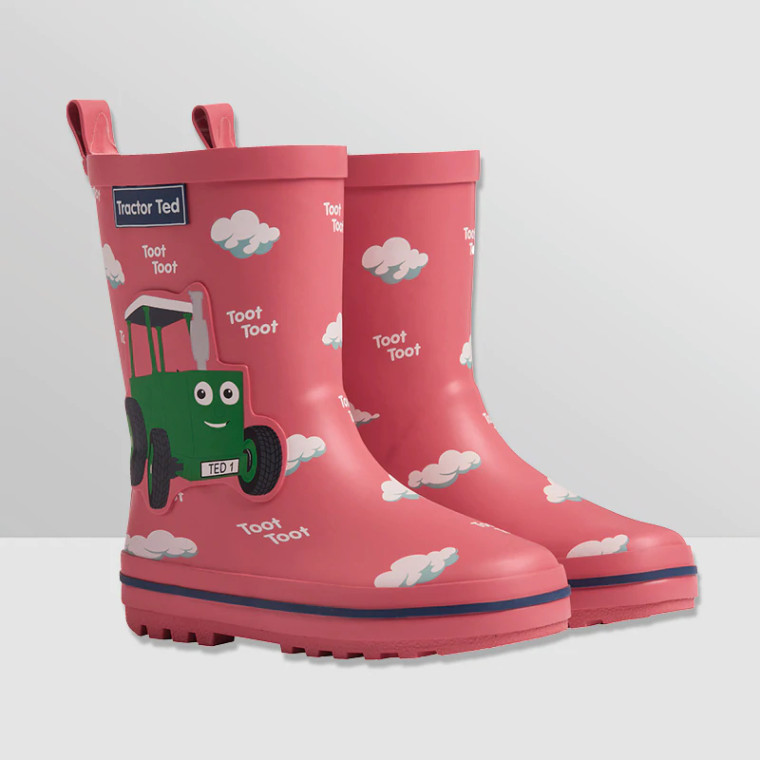 Tractor Ted Toot Toot Dusky Red Welly Boots 