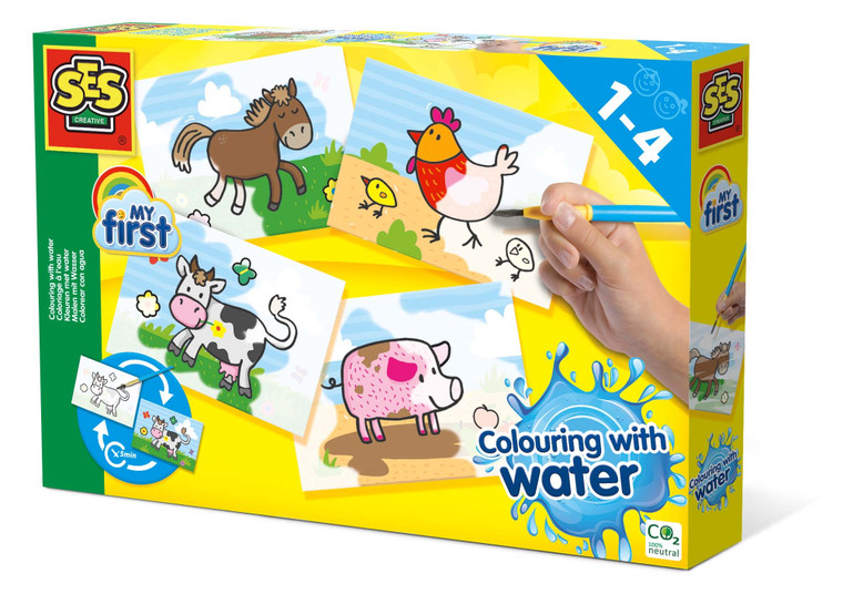 SES My First Colouring with Water- Farm Animals (14455)