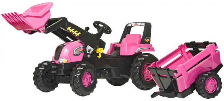 Rolly Pink Junior Tractor, Loader & Farm Trailer (81310)