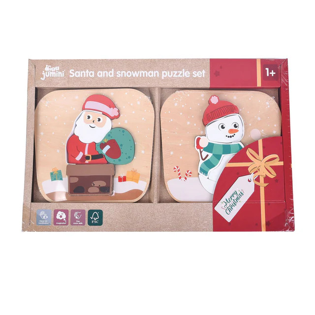 Santa and Snowman Wooden Puzzle Set