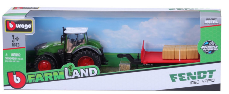 bBurago Fendt 1050 Vario Tractor & Bale Trailer (31674)