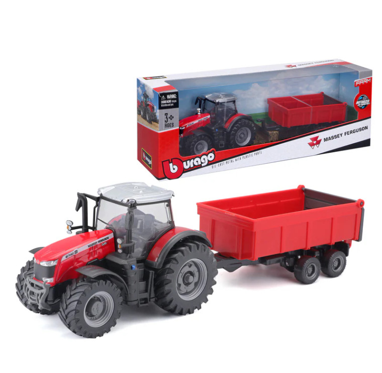 Bburago 10cm Massey Fergusson 8740s Tractor W/ Trailer