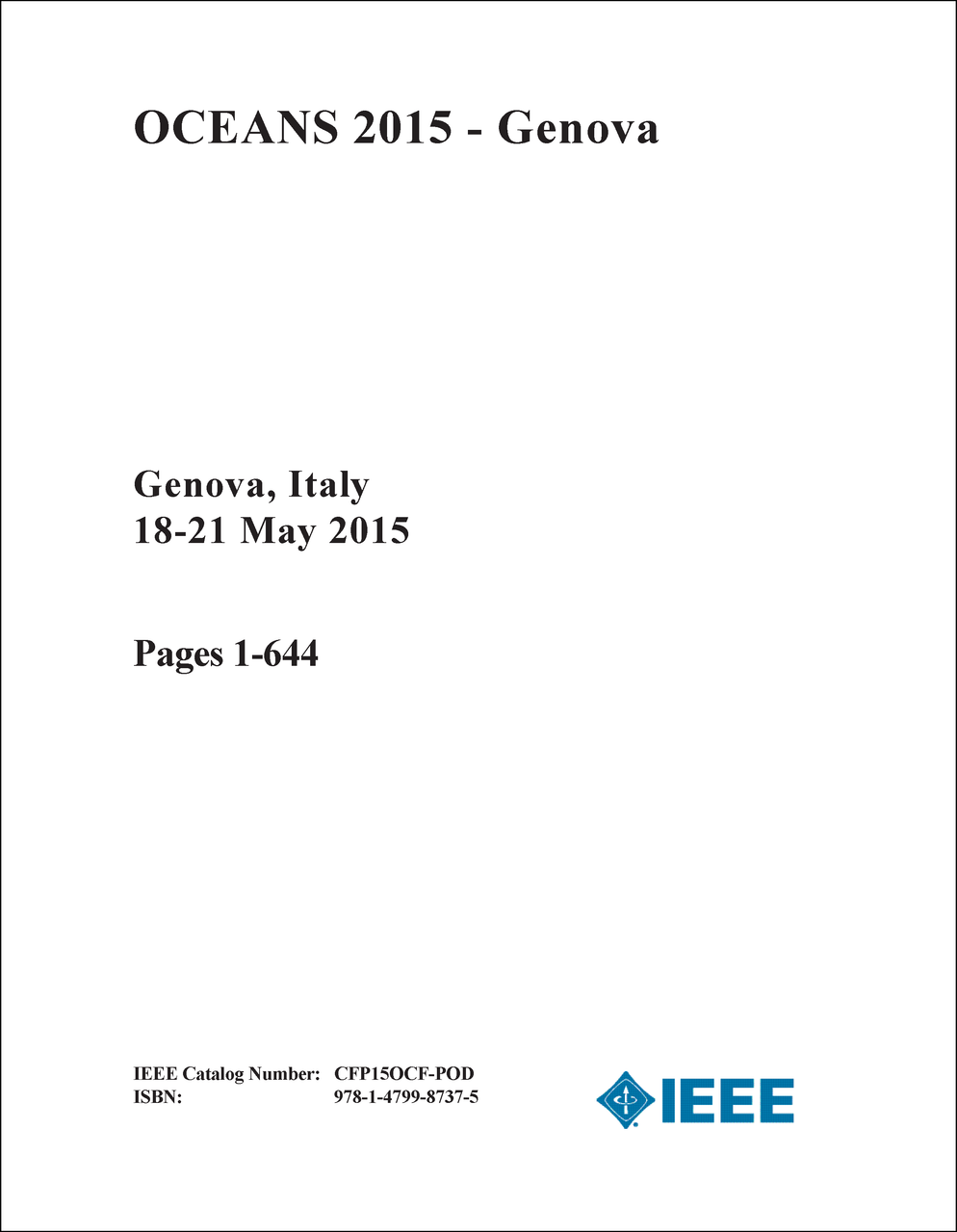OCEANS - GENOVA. 2015. (4 VOLS) - proceedings.com