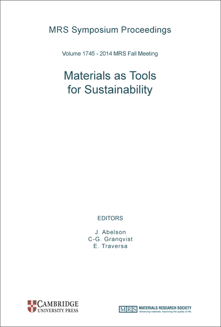 MATERIALS AS TOOLS FOR SUSTAINABILITY. (SYMPOSIUM FF AT THE 2014 MRS FALL MEETING AND EXHIBIT)