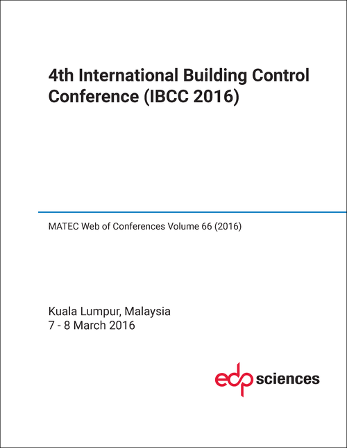 BUILDING CONTROL CONFERENCE. INTERNATIONAL. 4TH 2016. (IBCC 2016)