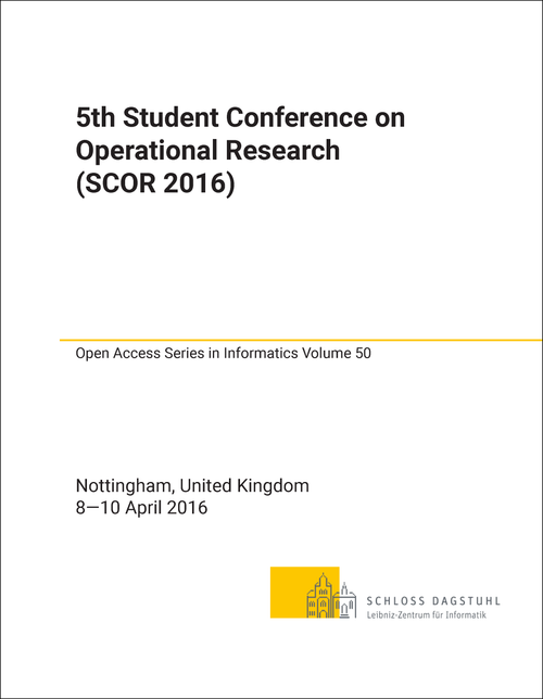 OPERATIONAL RESEARCH. STUDENT CONFERENCE. 5TH 2016. (SCOR 2016)