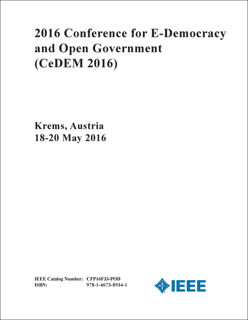 E-DEMOCRACY AND OPEN GOVERNMENT. CONFERENCE. 2016. (CeDEM 2016)