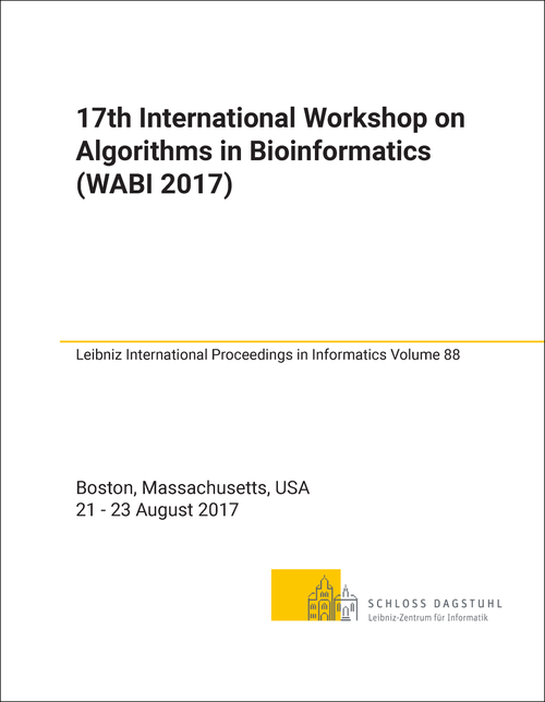 ALGORITHMS IN BIOINFORMATICS. INTERNATIONAL WORKSHOP. 17TH 2017. (WABI 2017)