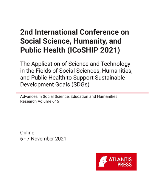 SOCIAL SCIENCE, HUMANITY, AND PUBLIC HEALTH. INTERNATIONAL CONFERENCE. 2ND 2021.  (ICOSHIP 2021)   THE APPLICATION OF SCIENCE AND TECHNOLOGY IN THE FIELDS OF SOCIAL SCIENCES, HUMANITIES, AND PUBLIC HEALTH TO SUPPORT SUSTAI...