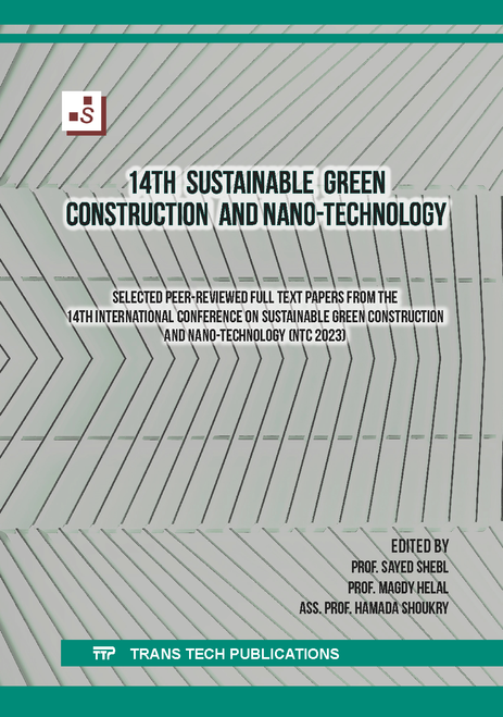 SUSTAINABLE GREEN CONSTRUCTION AND NANO-TECHNOLOGY. INTERNATIONAL CONFERENCE. 14TH 2023. (NTC 2023)