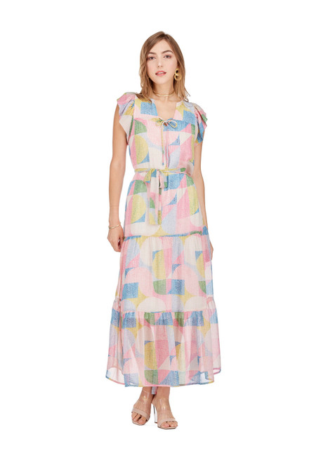 Tiered Maxi in Pastel Abstract