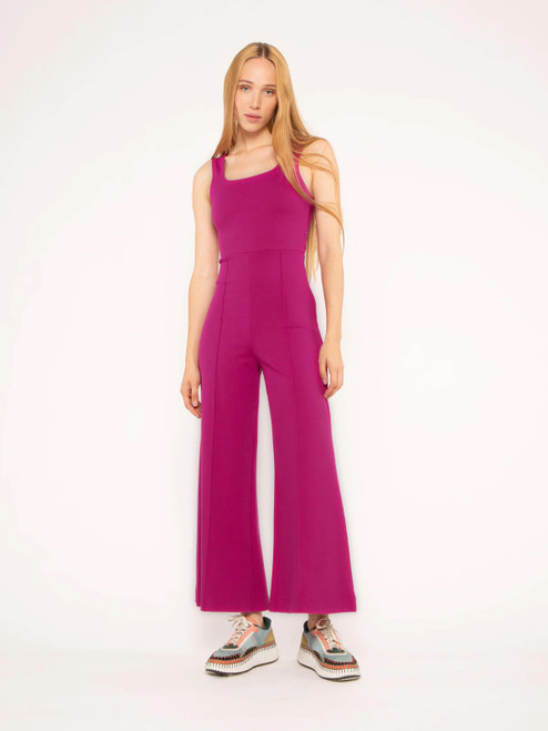 Wide Leg Jumpsuit Cropped - Fuchsia