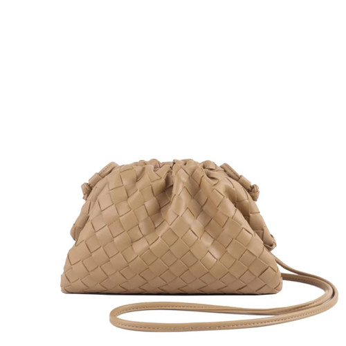 Woven Cloud Clutch- Tan