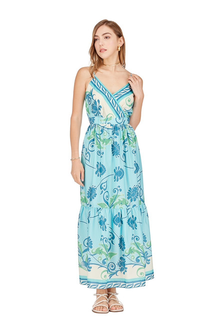 Front Wrap Tiered Maxi - Blue Oasis