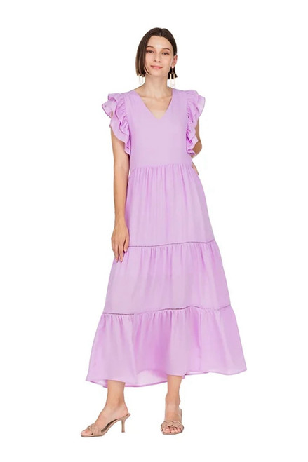 Ruffle Trimmed Tiered Maxi