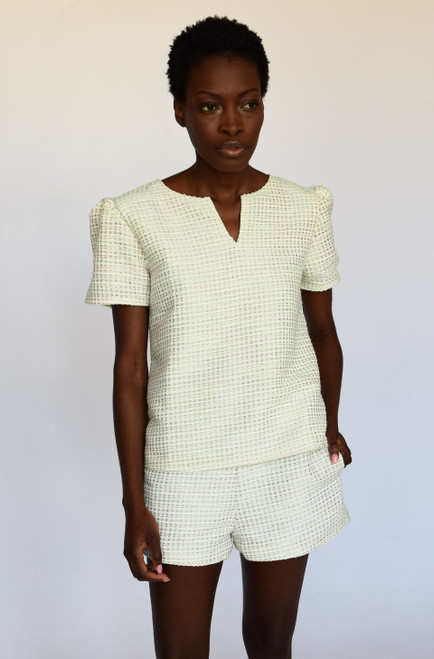 Mint Tweed High Waisted Shorts