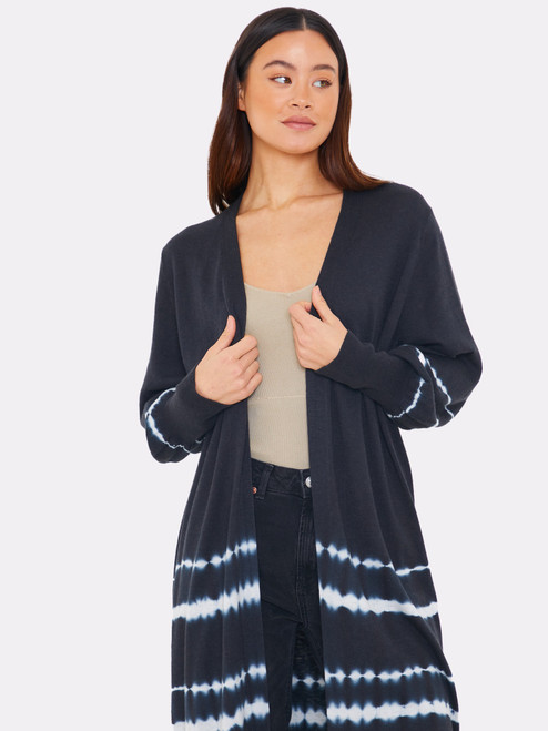 Bleach Stripe Maxi Cardi - Black Beauty Bleach Stripe Maxi Cardi - Black Beauty