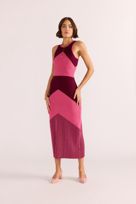 Emeris Intarsia Knit Dress - Berry
