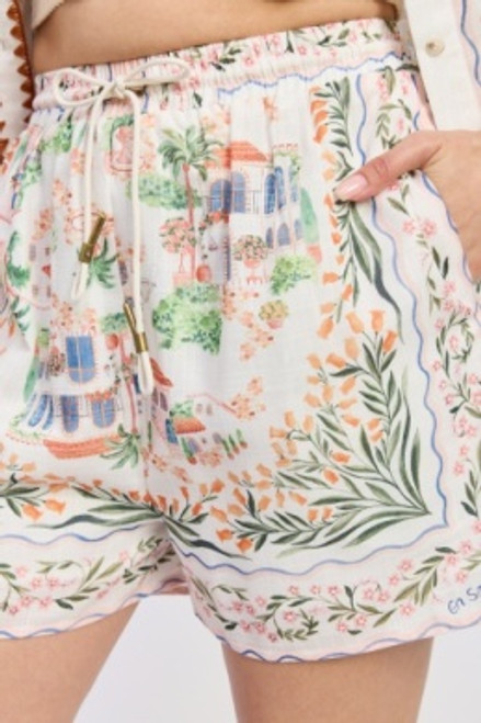 Alaia Linen Shorts - Ivory Terracotta