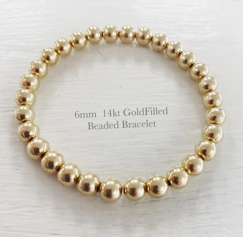 6mm Gold Filled Beaded Bracelet