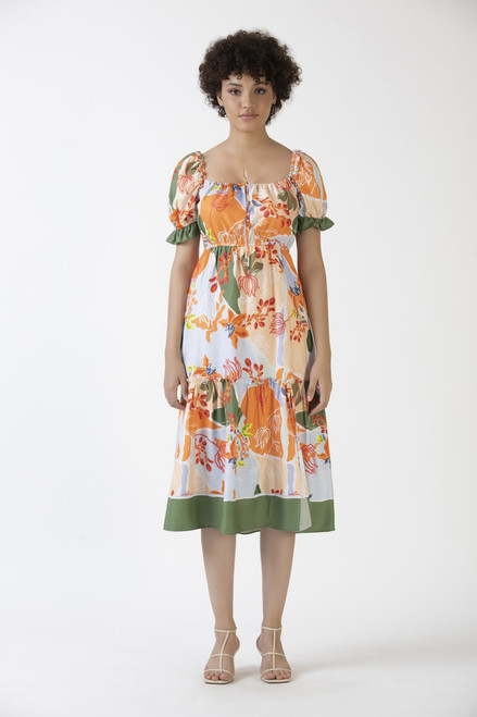 Saylor Midi Dress- Peach Foliage