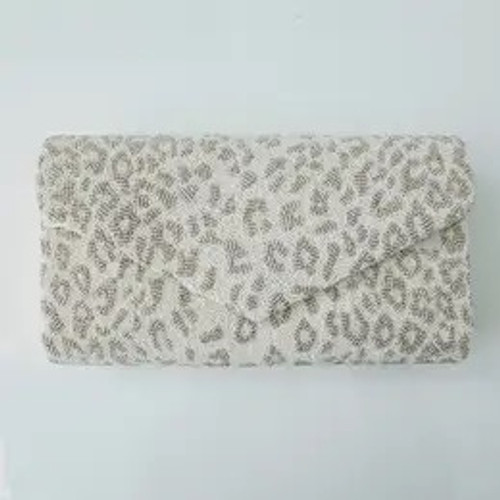 Leopard Beaded Clutch