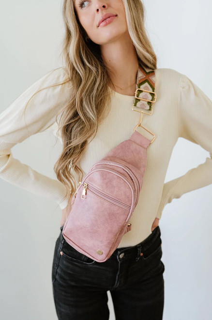 Page Convertible Crossbody Satchel Sling- Taffy Pink 