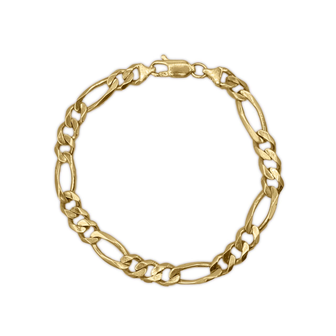14KT Yellow Gold Figaro Chain Bracelet Womens and Mens Unisex Fashion