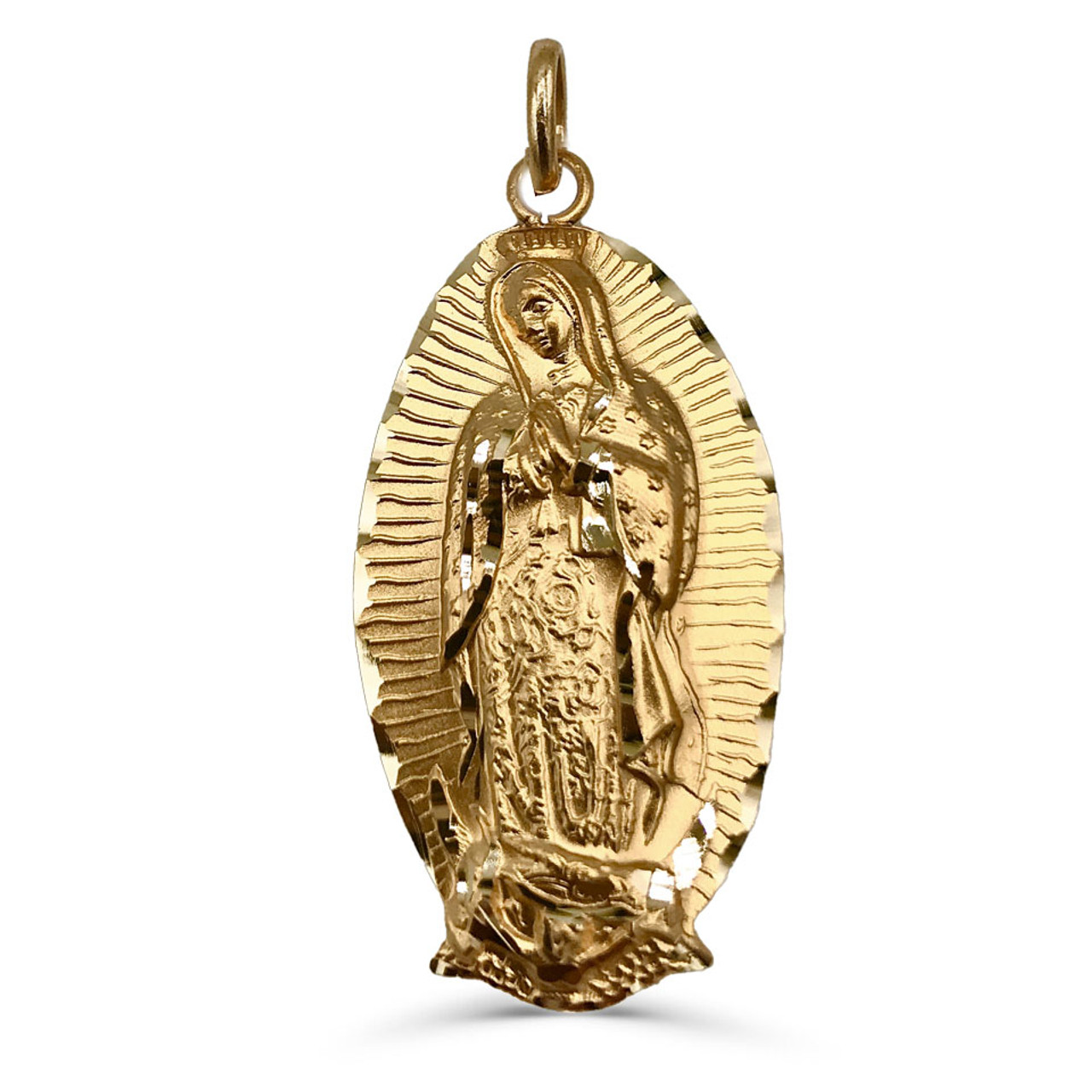 14KT Yellow Gold Virgin Mary Oval Medal Miraculous Medal Pendant Charm  Religious Fine Jewelry For Women Gifts For Her