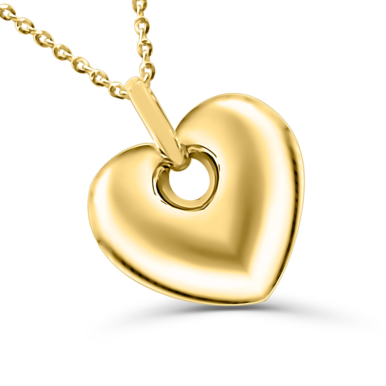 14k Solid Gold Puffed Heart Necklace for Women | Dainty Polished Heart  Pendant Necklace | Mini Heart Necklaces | Love Charm Jewelry | Yellow,  White Or