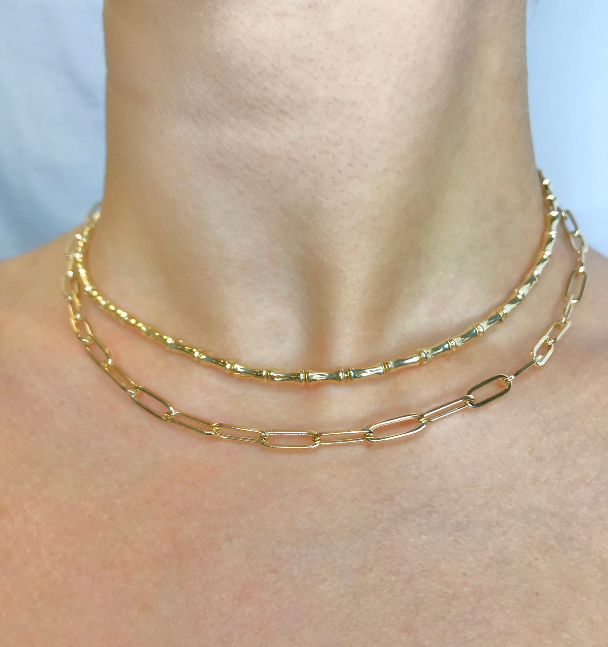 14K gold bamboo necklace Womens