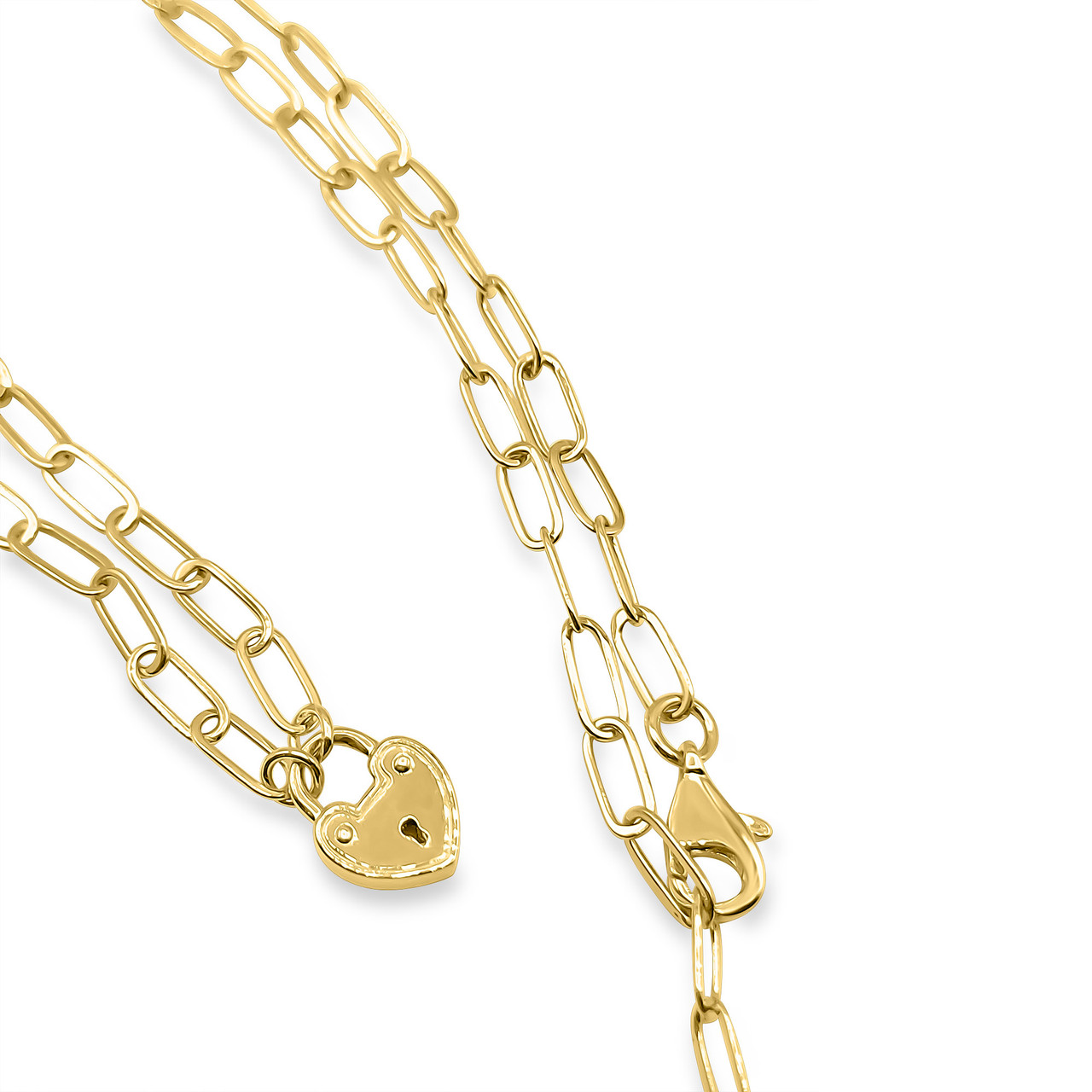 Paperclip Chain Necklace In 14K Solid Yellow Gold, 16 18 20 24 Len –  Marina M Jewelry