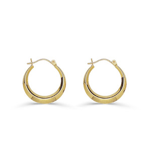 14 KT Yellow Gold High Polished Beveled Hoop