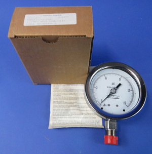 Versa Pressure Gauge 0-15 PSI 4" Dial 1/4" NPT Block + Tube ST 4354YPC2, NEW!