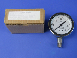 Versa Pressure Gauge 0-30 PSI 2.5" Dial 1/4" NPT Block + Tube ST 2354YPD4, NEW!