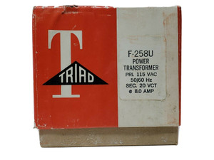 TRIAD F-258U Power Transformer Primary 115 VAC 50/60 Hz Sec 20 VCT @ 8 Amp NEW!