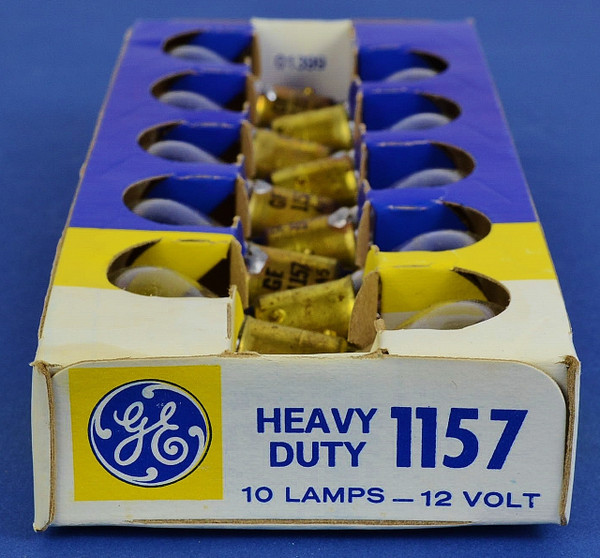 GE 1157 HD 12V Park & Turn Light Bulbs, Box of 10, New Old Stock