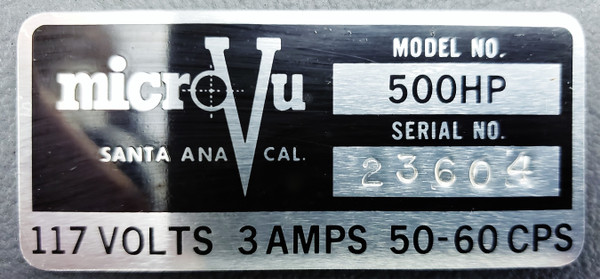 Micro-Vu 500HP Benchtop Optical Comparator 12" Screen with Dust Cover, VGC!